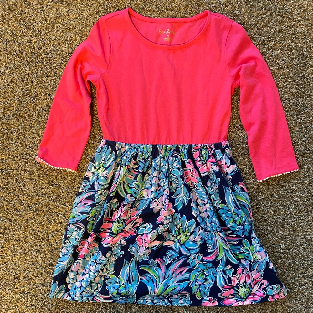 Girls Lilly Pulitzer floral long sleeve dress size medium (6/7)